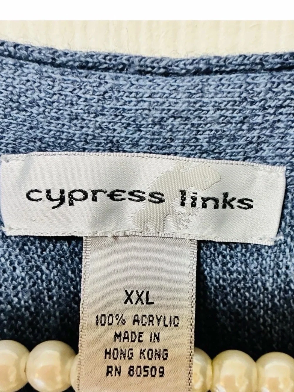 Men's Cypress Links vintage Blue Windowpane Button-Up Knit Cardigan SZ XXL